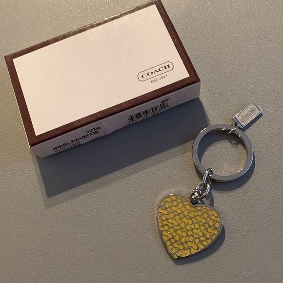 COACH Yellow Heart Keychain Charm - Picture 2 of 4
